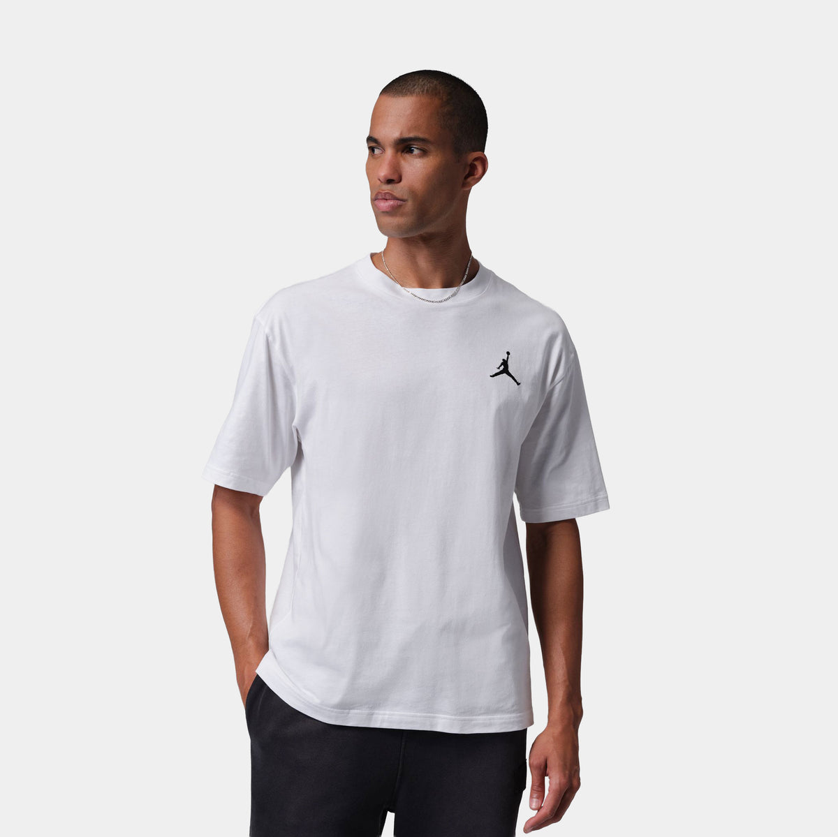 Jordan Embroidered Jumpman Mens Short Sleeve Shirt White Black