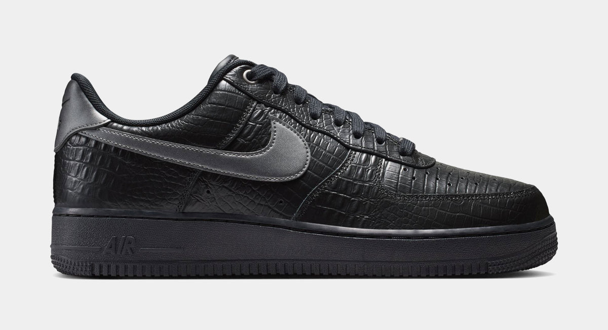 Nike Air Force 1 Low Triple Black Croc Mens Lifestyle Shoes Black