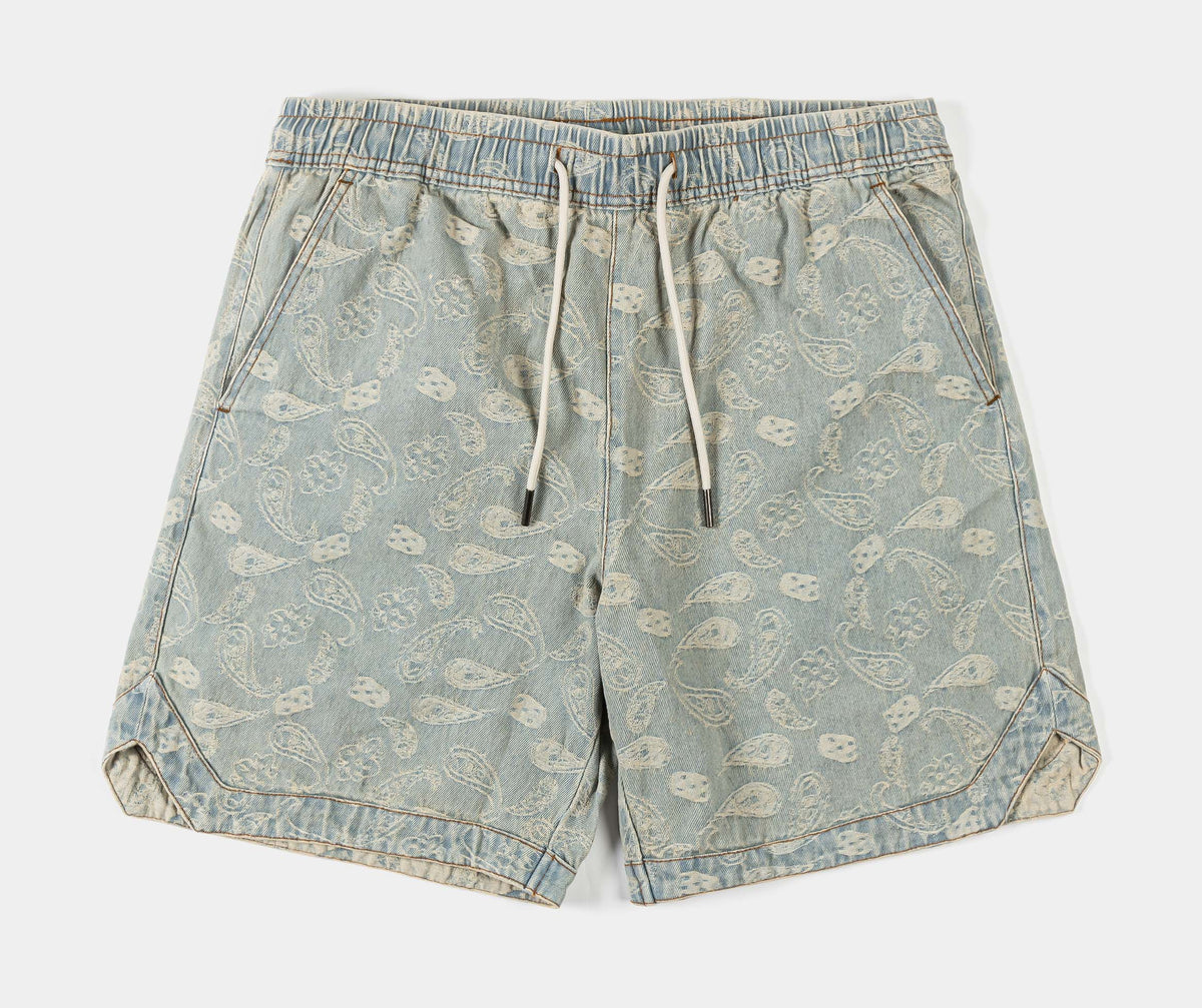 Maison Article Paisley Denim Mens Shorts Blue White MADS208 – Shoe