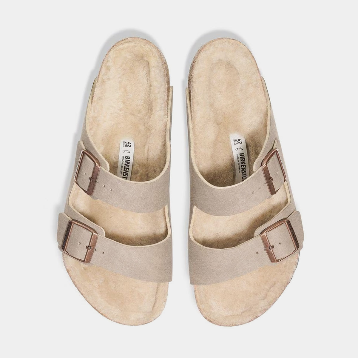Birkenstock Arizona Shearling Womens Sandals Beige Gold 1025548