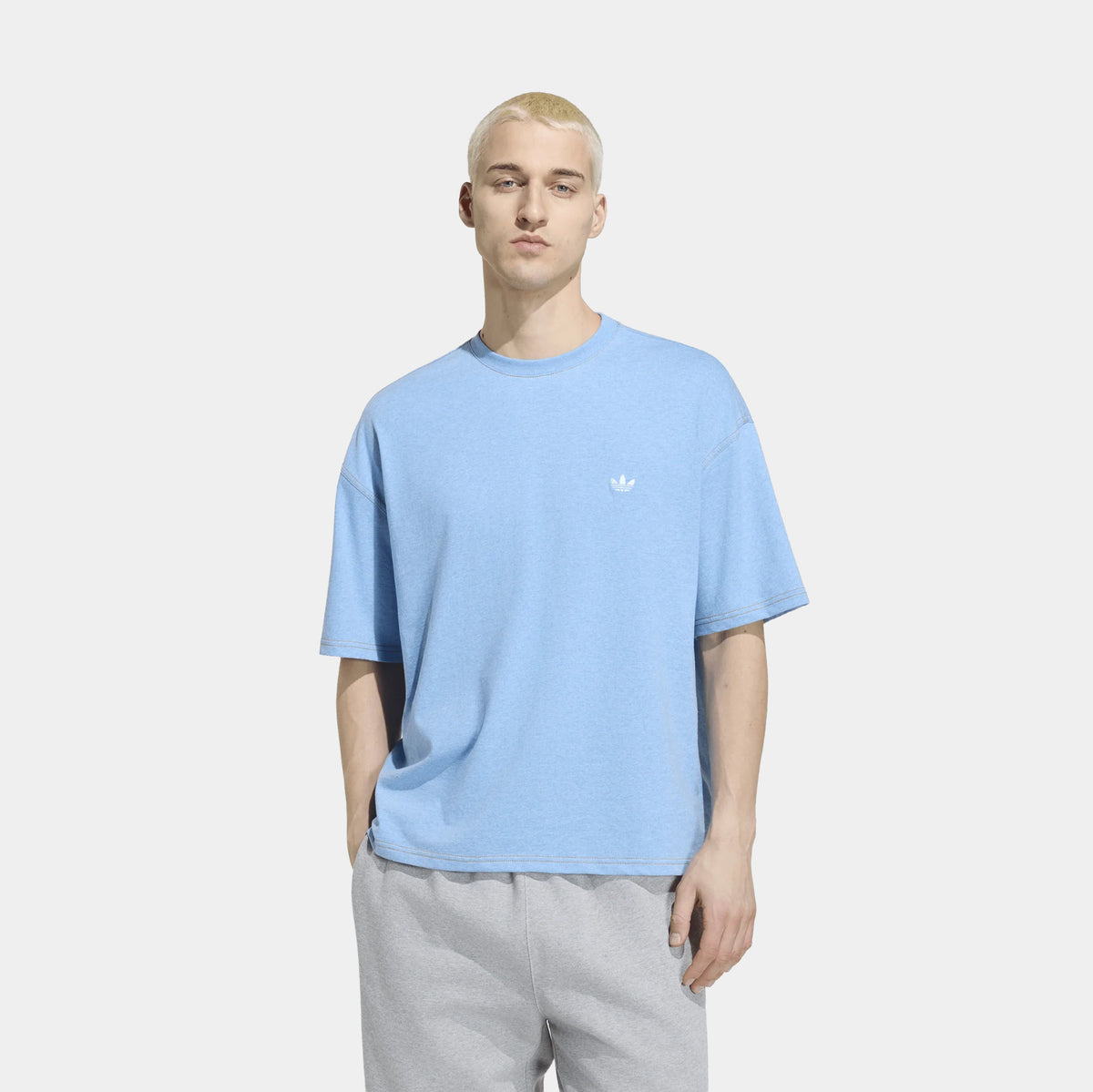 adidas Trefoil Essentials Melange Loose Cropped Mens Short Sleeve