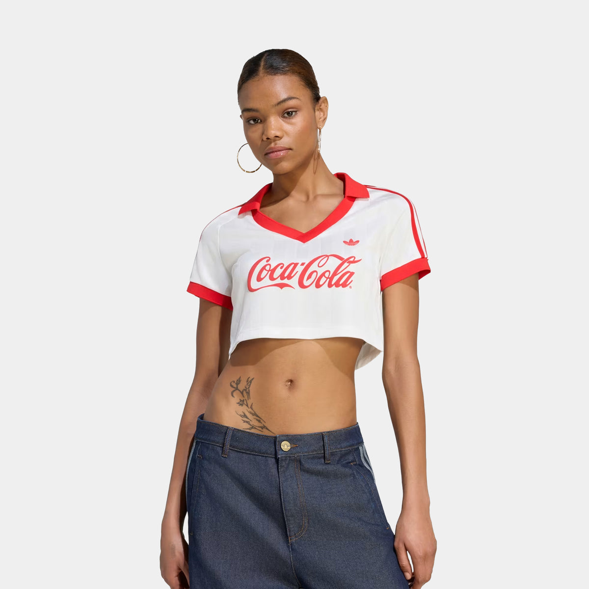 トップス Cococo adidas Coca Cola Cropped Womens Jersey Core White KY7571 – Shoe Palace
