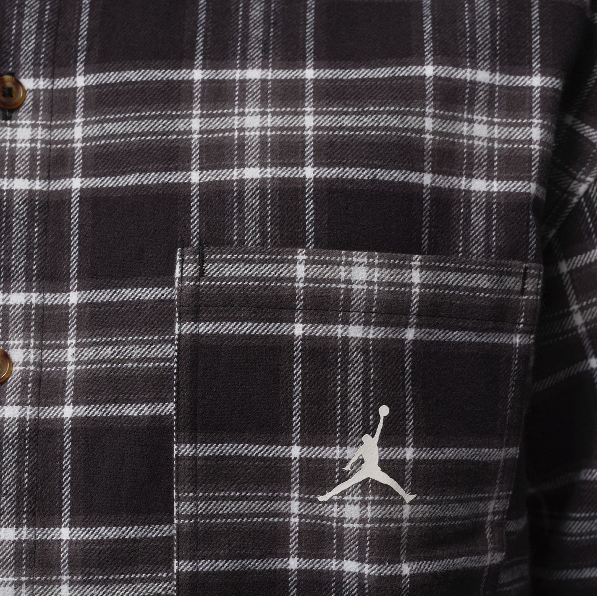 Jordan Brooklyn Graphic Flannel Mens Long Sleeve Shirt Black Sail