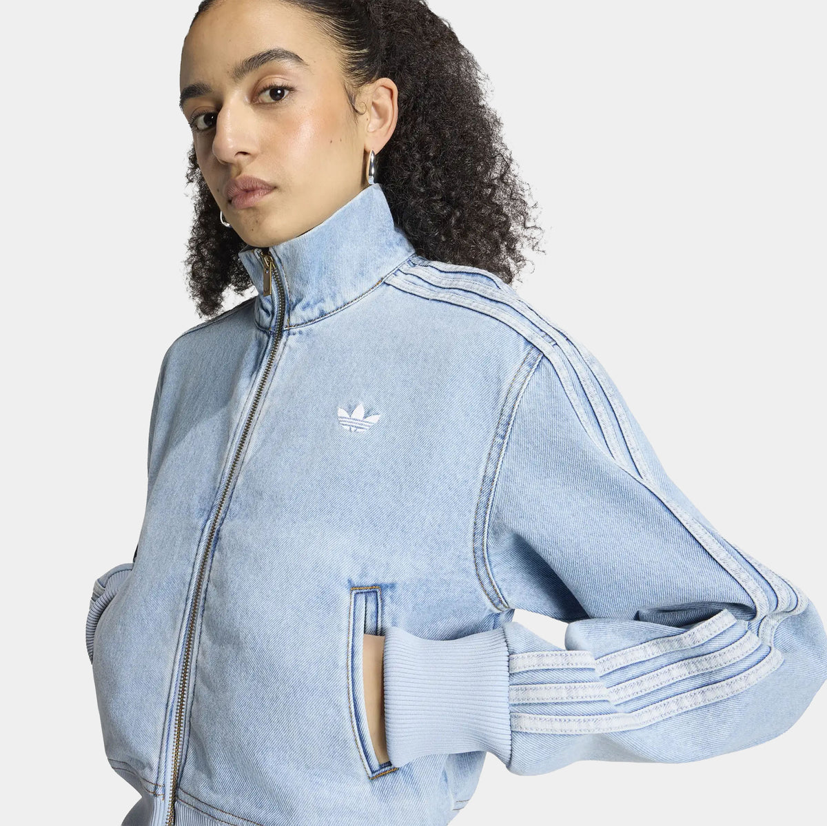 adidas Firebird Denim Tracktop Womens Jacket Light Denim KQ6492
