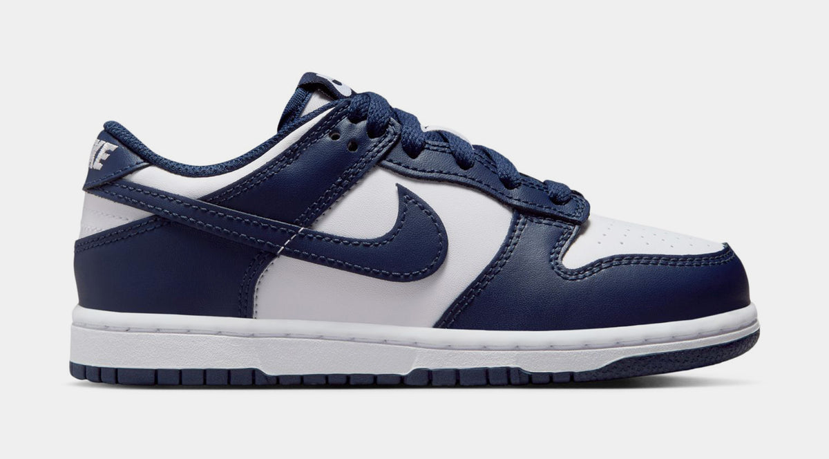 dark blue and white dunks