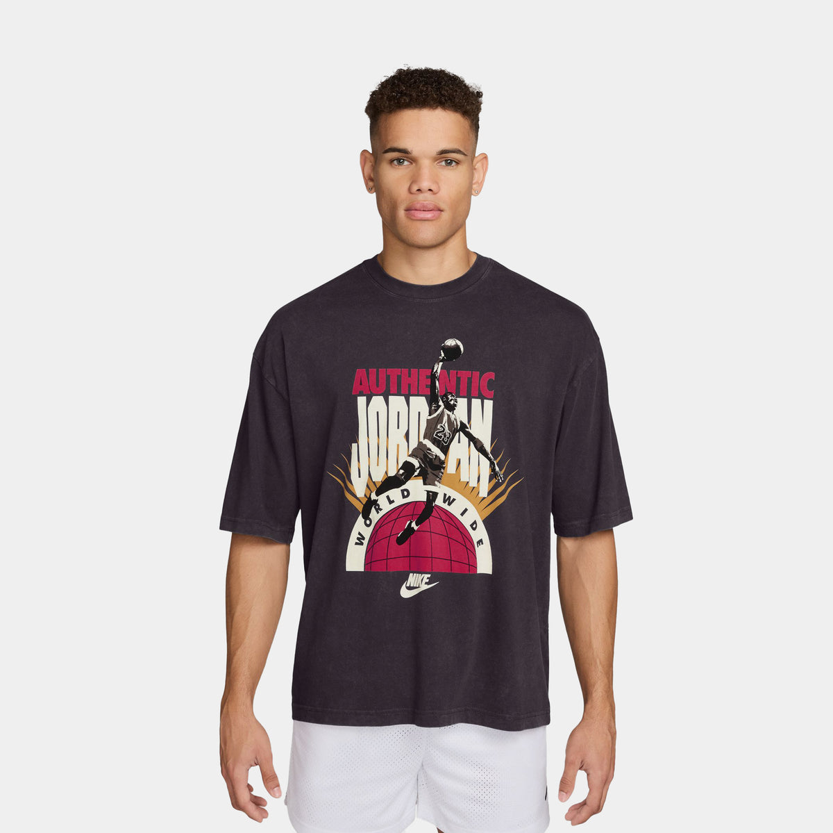 Jordan Oversized Reissue Mens Short Sleeve Shirt Off Noir Infrared