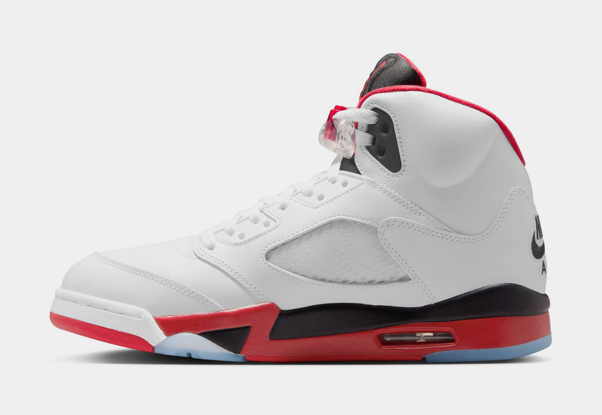 Jordan Air Jordan 5 Retro Fire Red Mens Lifestyle Shoes White Fire