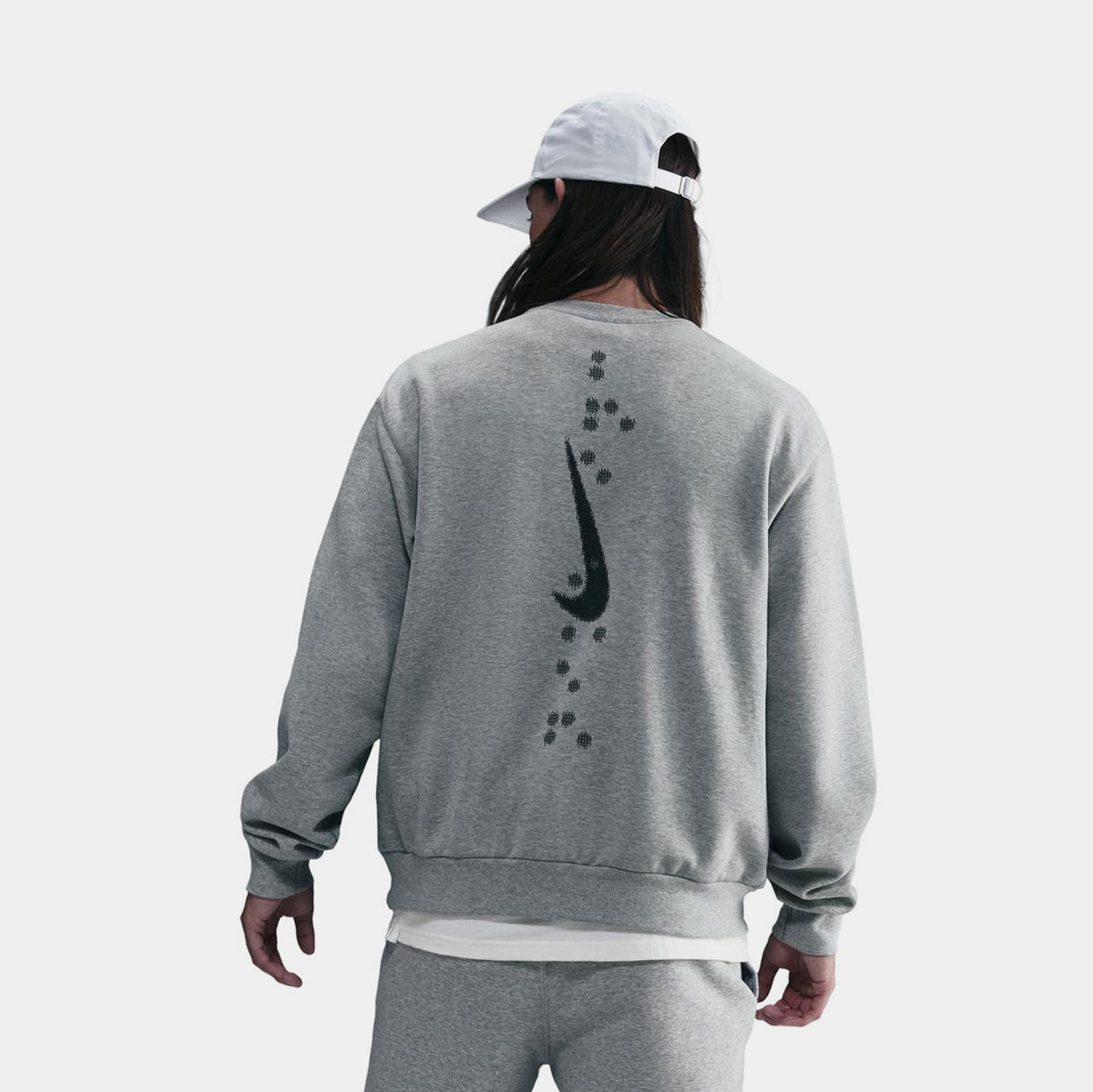 Nike NSW Property Of Nike Fleece Mens Crewneck Grey Black IM7827