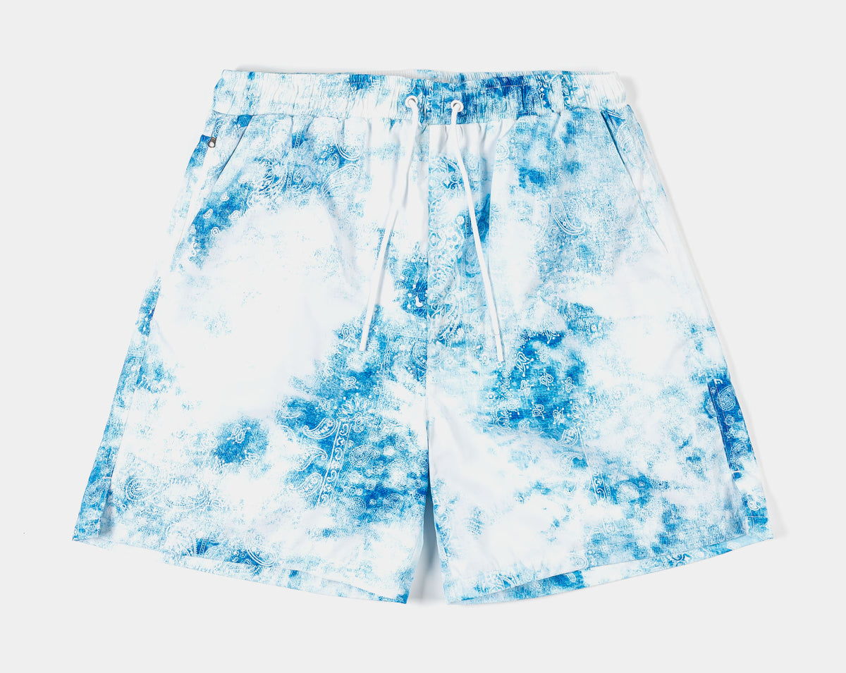 Maison Article Tie Dye Paisley Hybrid Mens Shorts Blue White