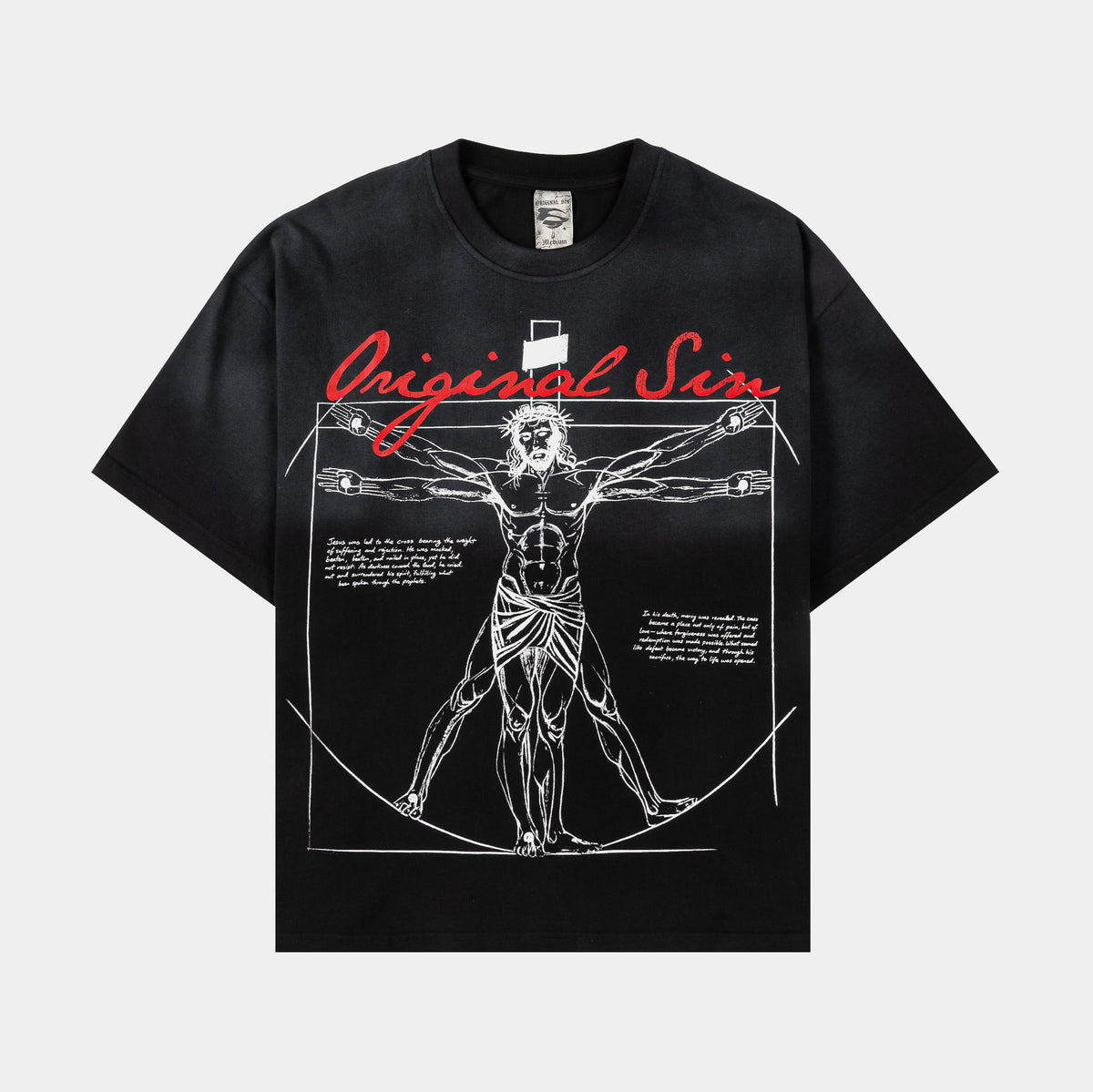 Original Sin Crucifix Washed Mens Short Sleeve Shirt Black OSLT103