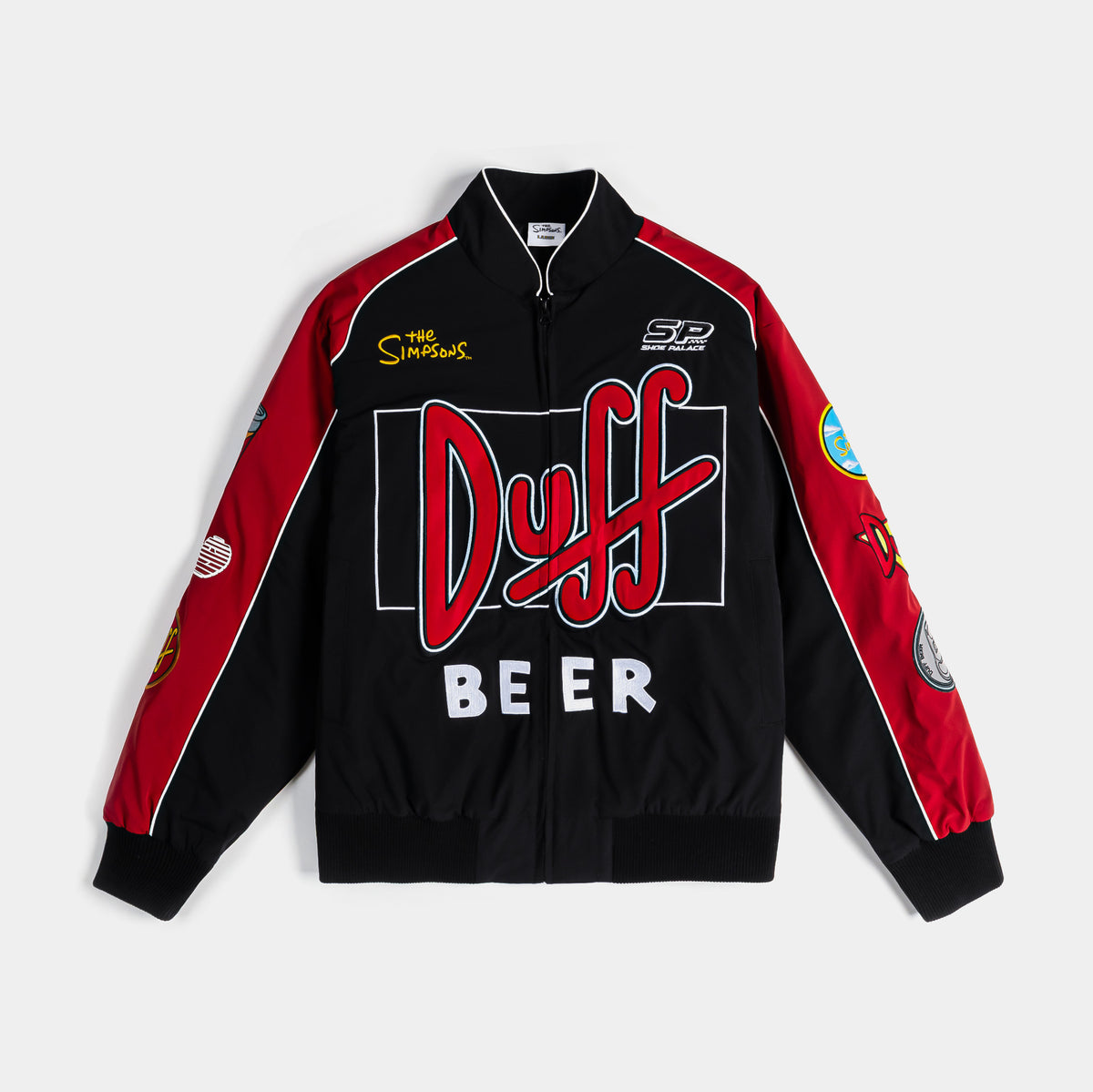 The Simpsons By Shoe Palace Duff Racing Mens Jacket Black Red SMPRJ101