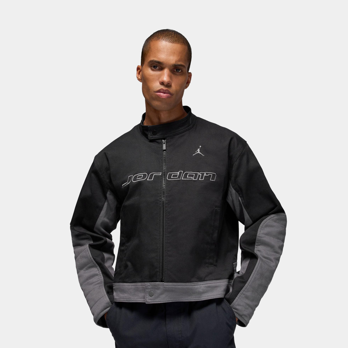 Jordan Brooklyn Motorsport Mens Jacket Black Iron Grey Iron Grey