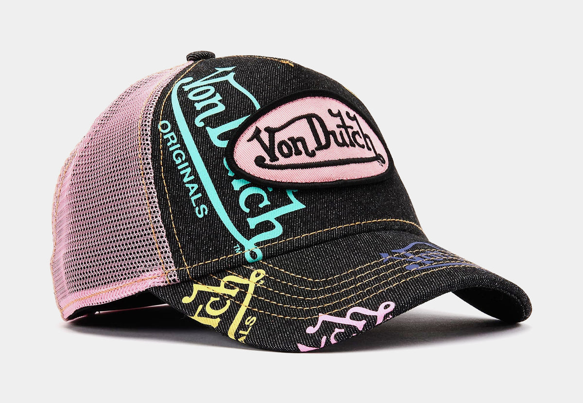 Von Dutch Tagged Trucker Mens Hat Black Pink VDHH0005-011 – Shoe