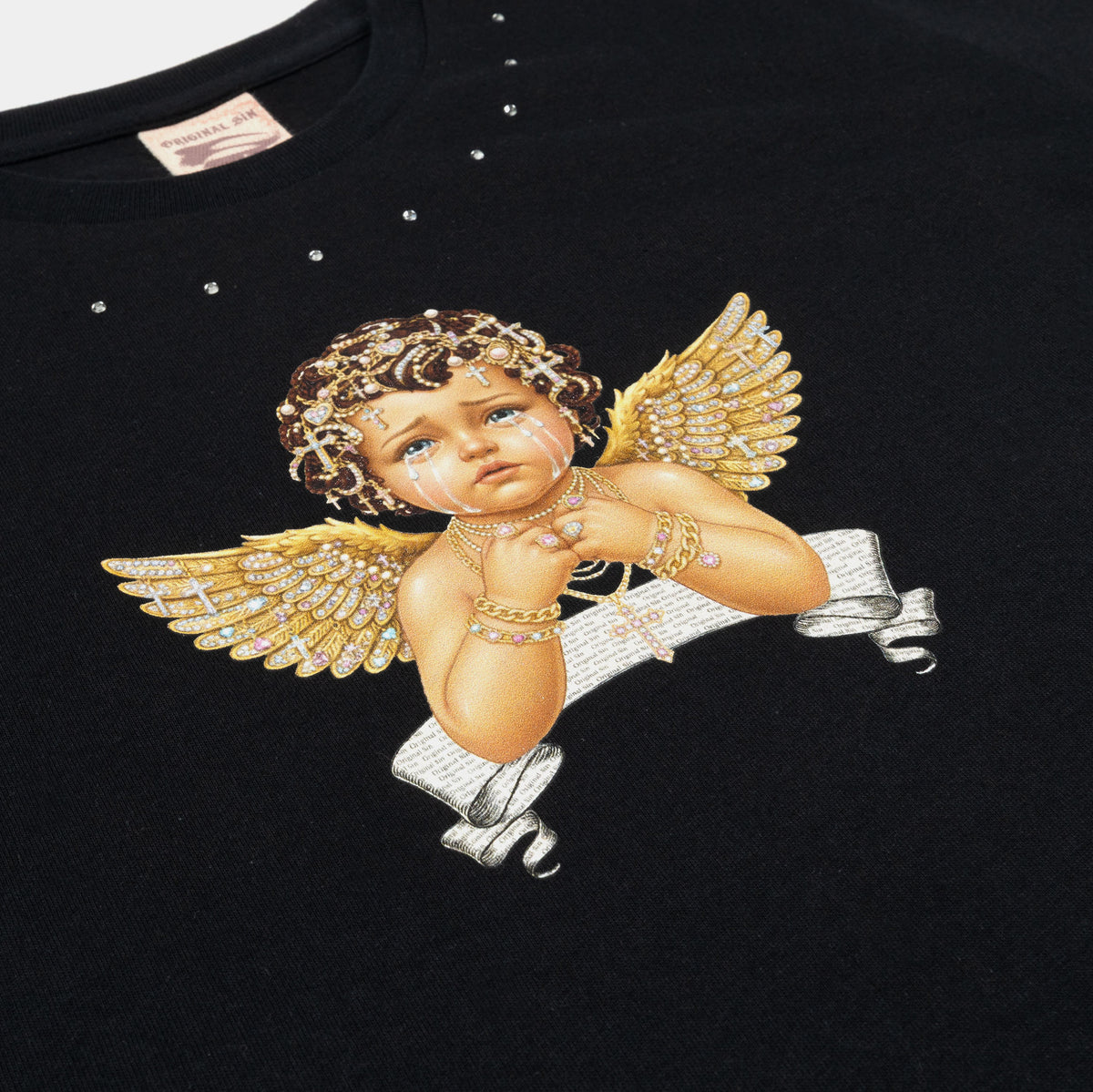 Original Sin Spoiled Angel Cropped Womens Short Sleeve Shirt Black