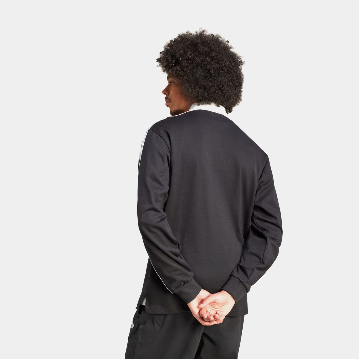 adidas Adicolor Rugby Polo Mens Long Sleeve Shirt Black IZ4806