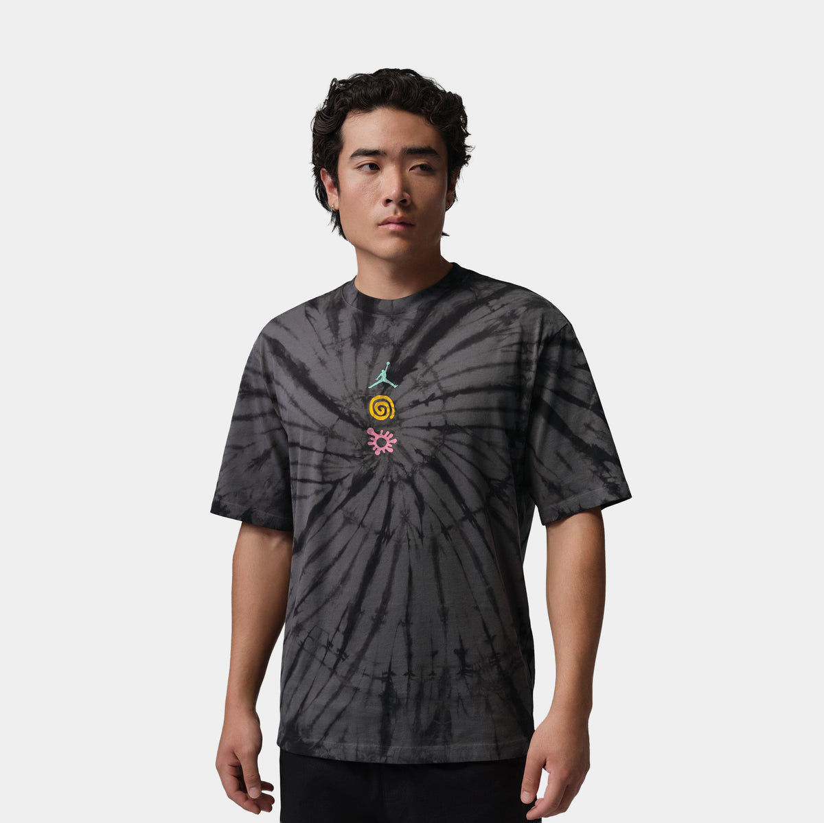 Jordan Brooklyn Tie Dye Festival Mens Short Sleeve Shirt Iron Grey