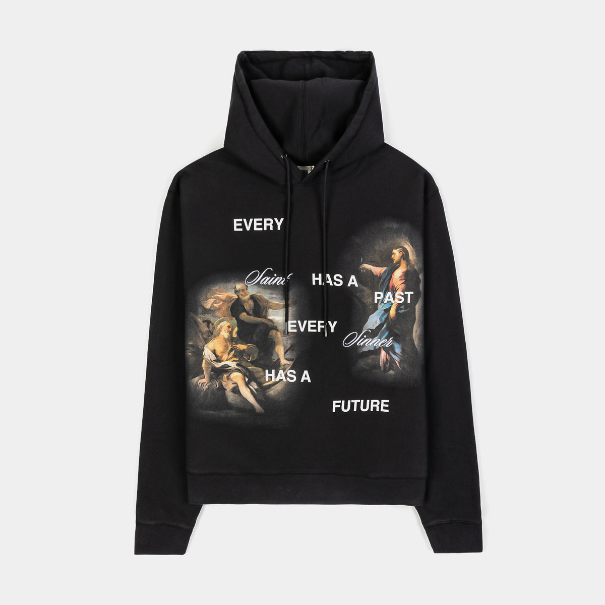 CTHDRL The Saint Cropped Pullover Mens Hoodie Black White