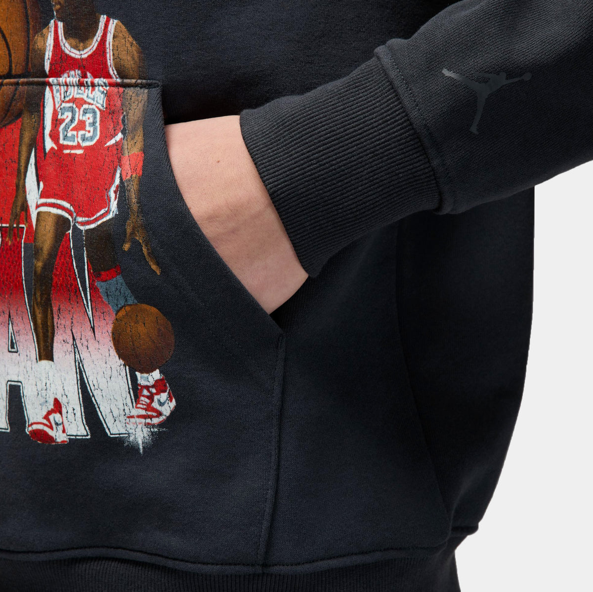 Jordan Flight Fleece 23 Michael Pullover Mens Hoodie Black Red