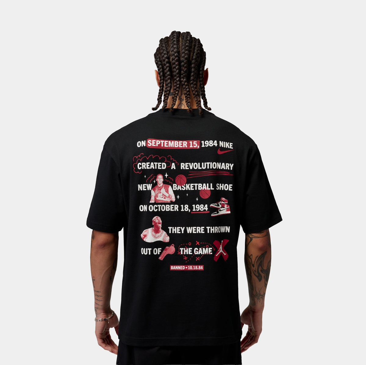 Jordan Brooklyn Banned Graphic Mens Short Sleeve Shirt Black