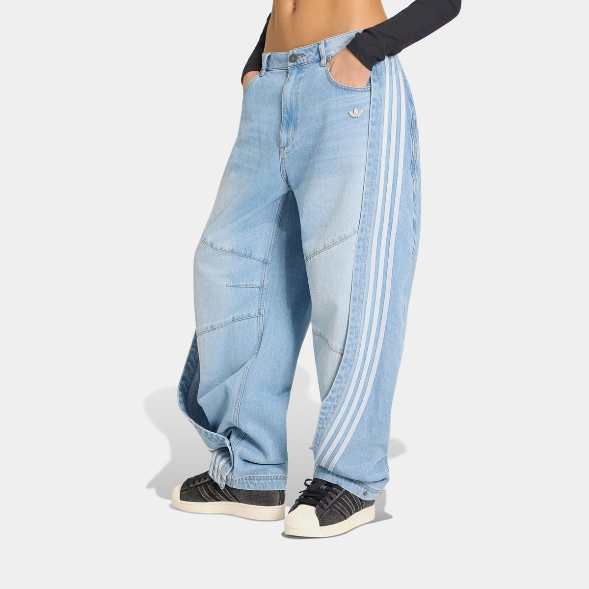 adidas Adilenium 5.0 Banana Overlay Denim Womens Pants Light Blue