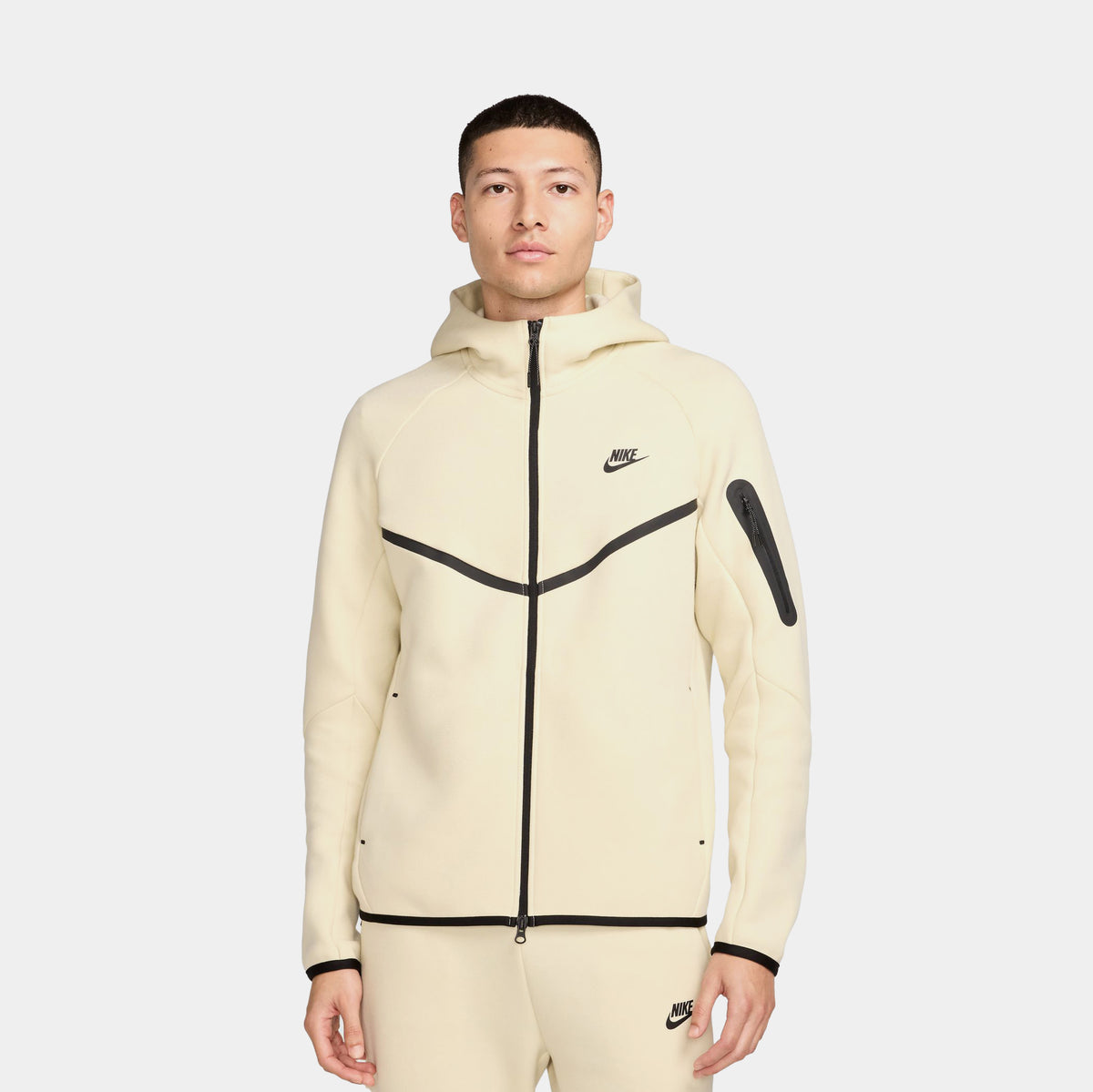 Nike Tech Fleece Windrunner Full Zip Mens Jacket Light Khaki Black