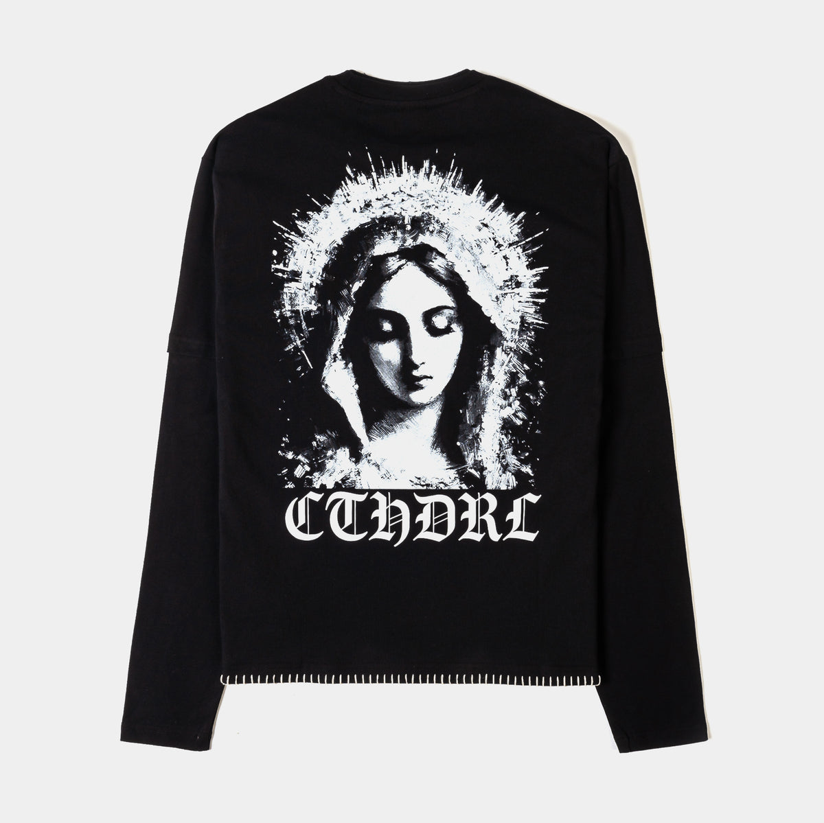 CTHDRL Hail Mary Mens Long Sleeve Shirt Black White MRLS202 – Shoe