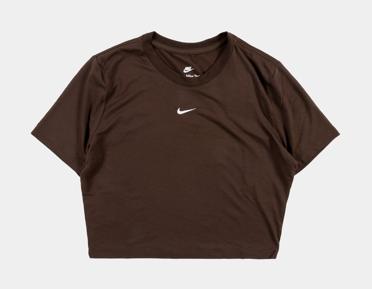Nike NSW Essential Slim Fit Crop Womens Short Sleeve Shirt Brown