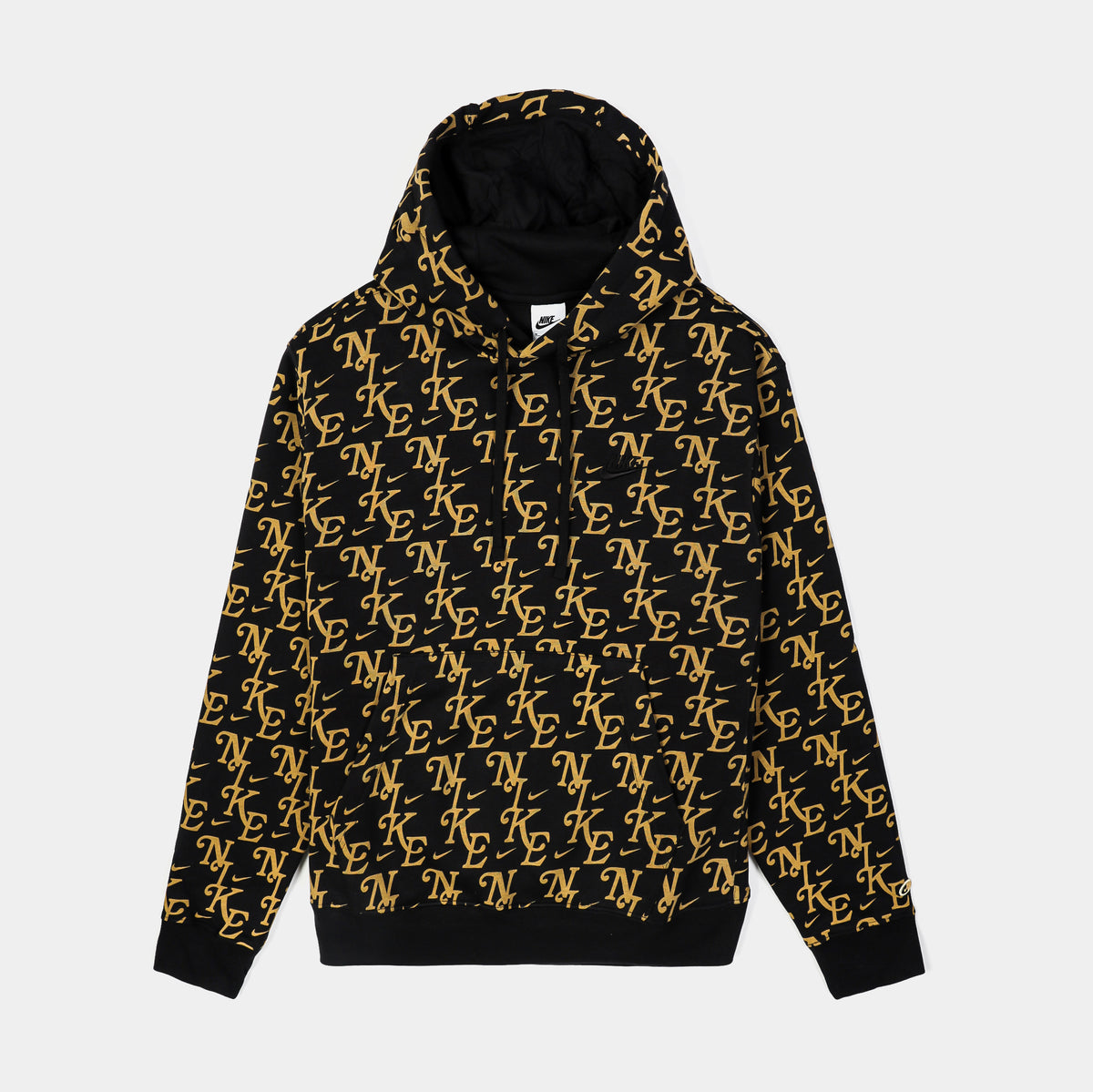 Nike NSW Club Monogram Pullover Mens Hoodie Black Gold FZ2230-010 â Shoe Palace