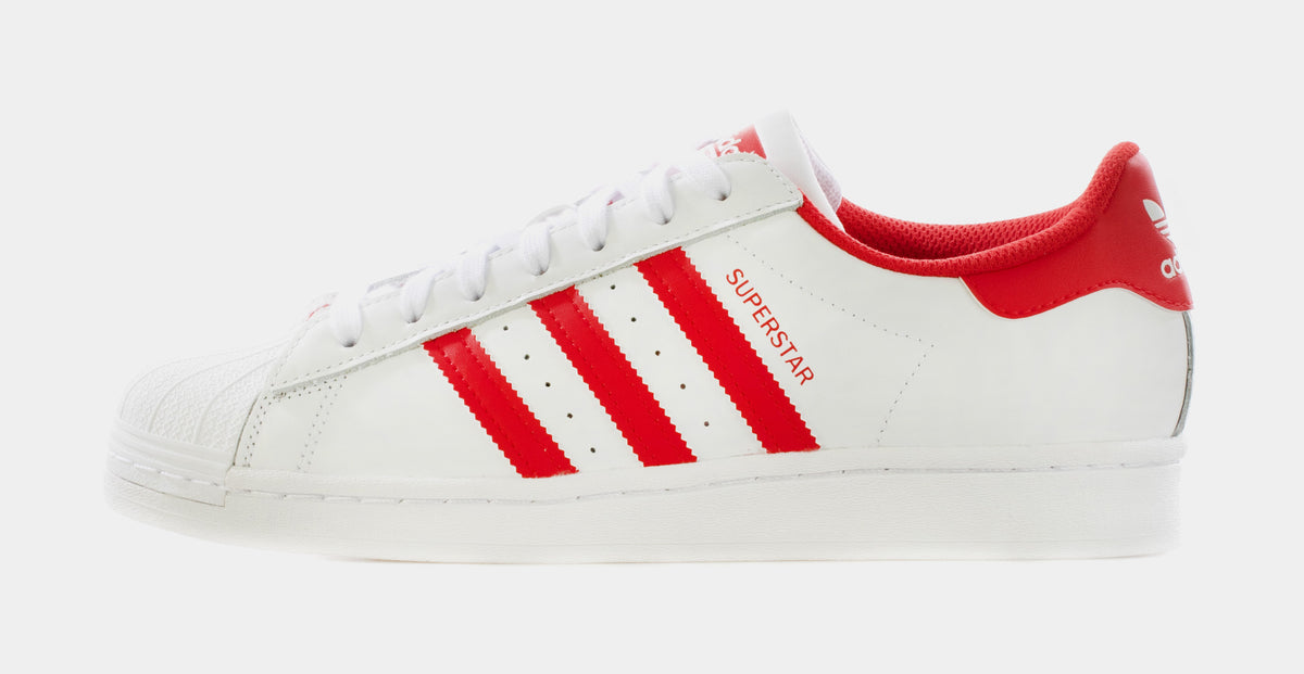 Adidas superstar mens red and white Clearance