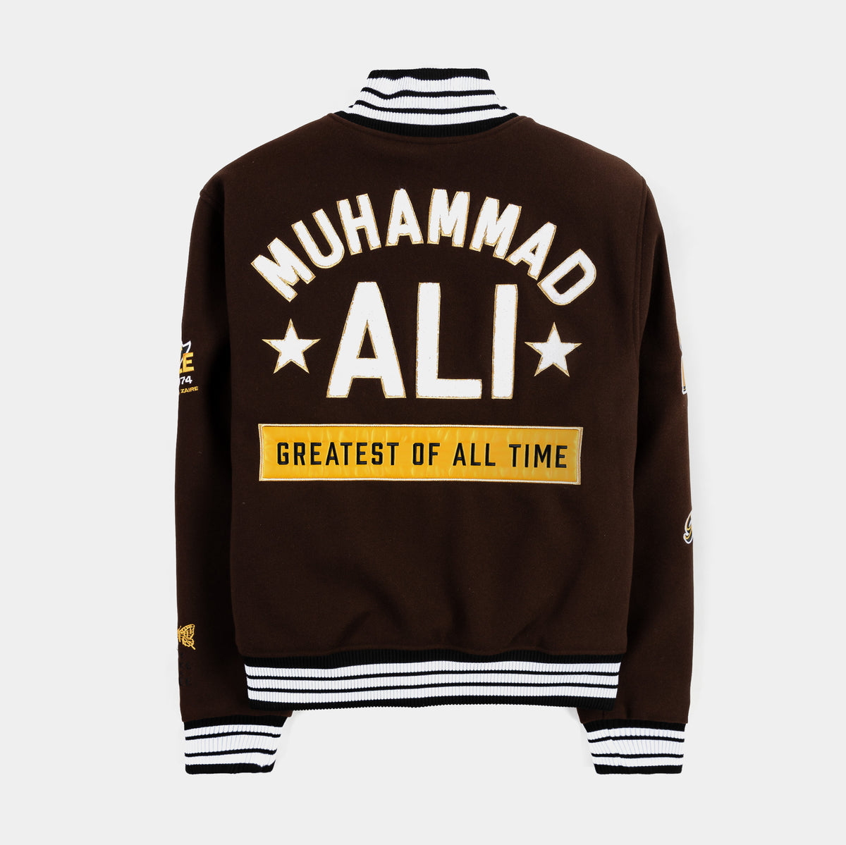 Shoe Palace SP x Muhammad Ali Varsity Mens Jacket Brown Gold ALIVJKT03