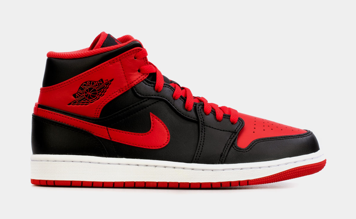 Nike air jordan 1 mid bred black gym red white Clearance