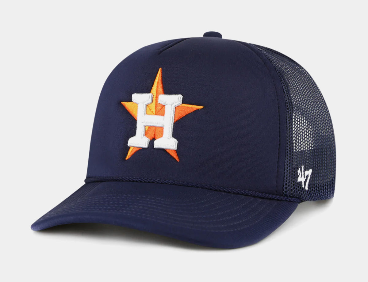 47 Houston Astros Foam Front Mesh Trucker Mens Hat Navy Orange BFOAMO10KPPNY Shoe Palace