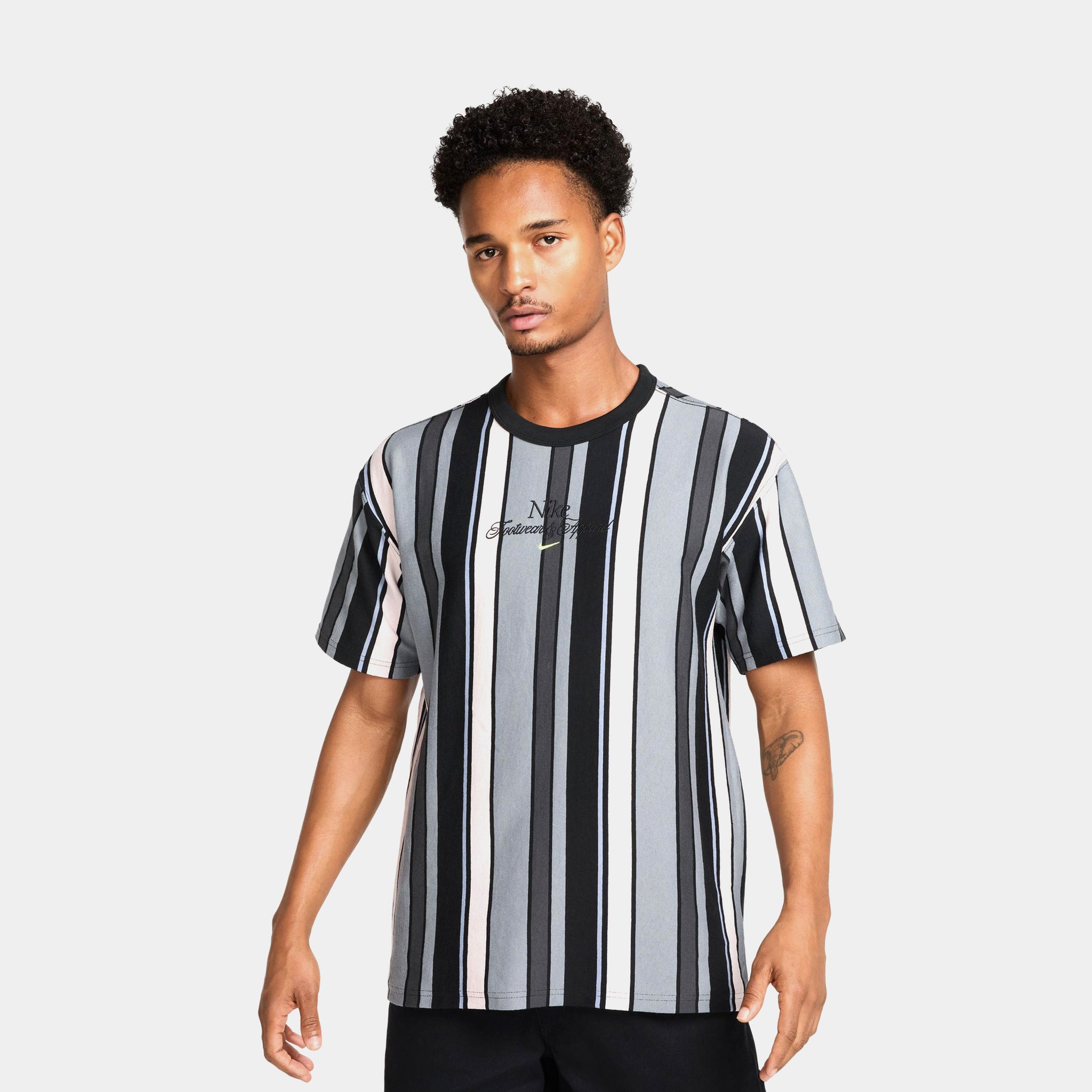 Nike NSW Max 90 Stripe Mens Short Sleeve Shirt White Black Blue