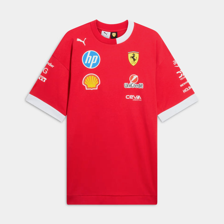 PUMA Scuderia Ferrari 2025 Team Mens Short Sleeve Shirt Dark