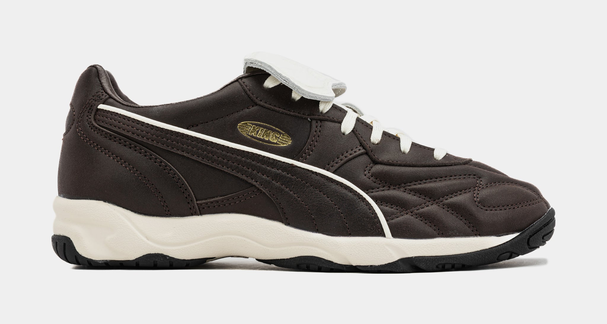 PUMA King Indoor Premium Mens Lifestyle Shoes Brown White 404363