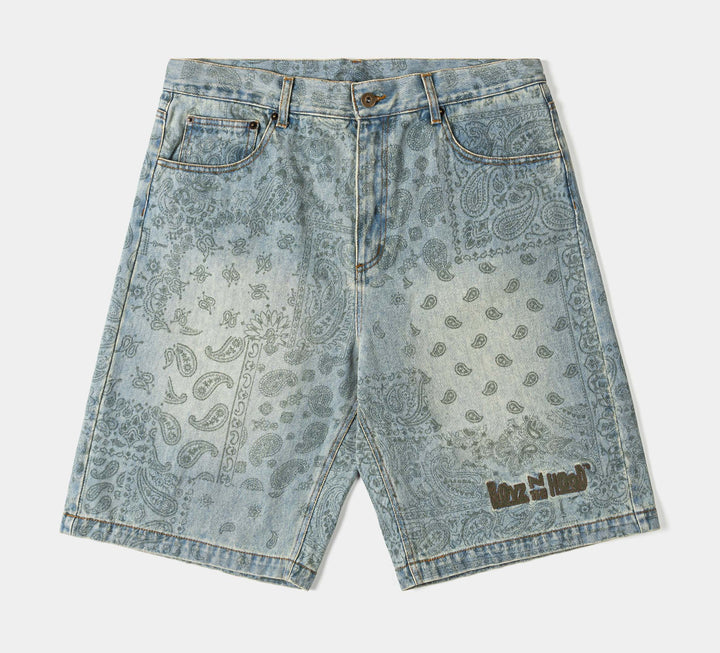 Maison Article Paint Denim Washed Mens Shorts Black Gray MADS201