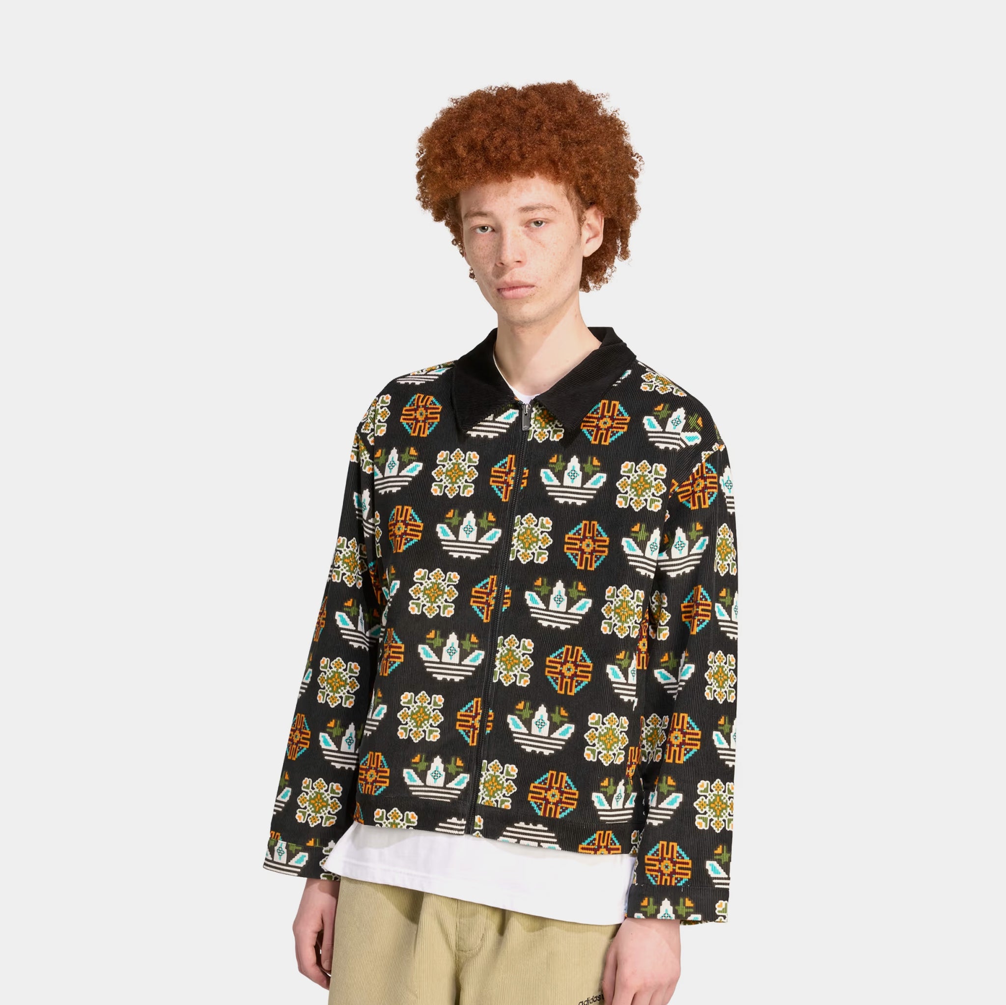 adidas Monogram Allover Print Loose Coach Mens Jacket Black JY2998 