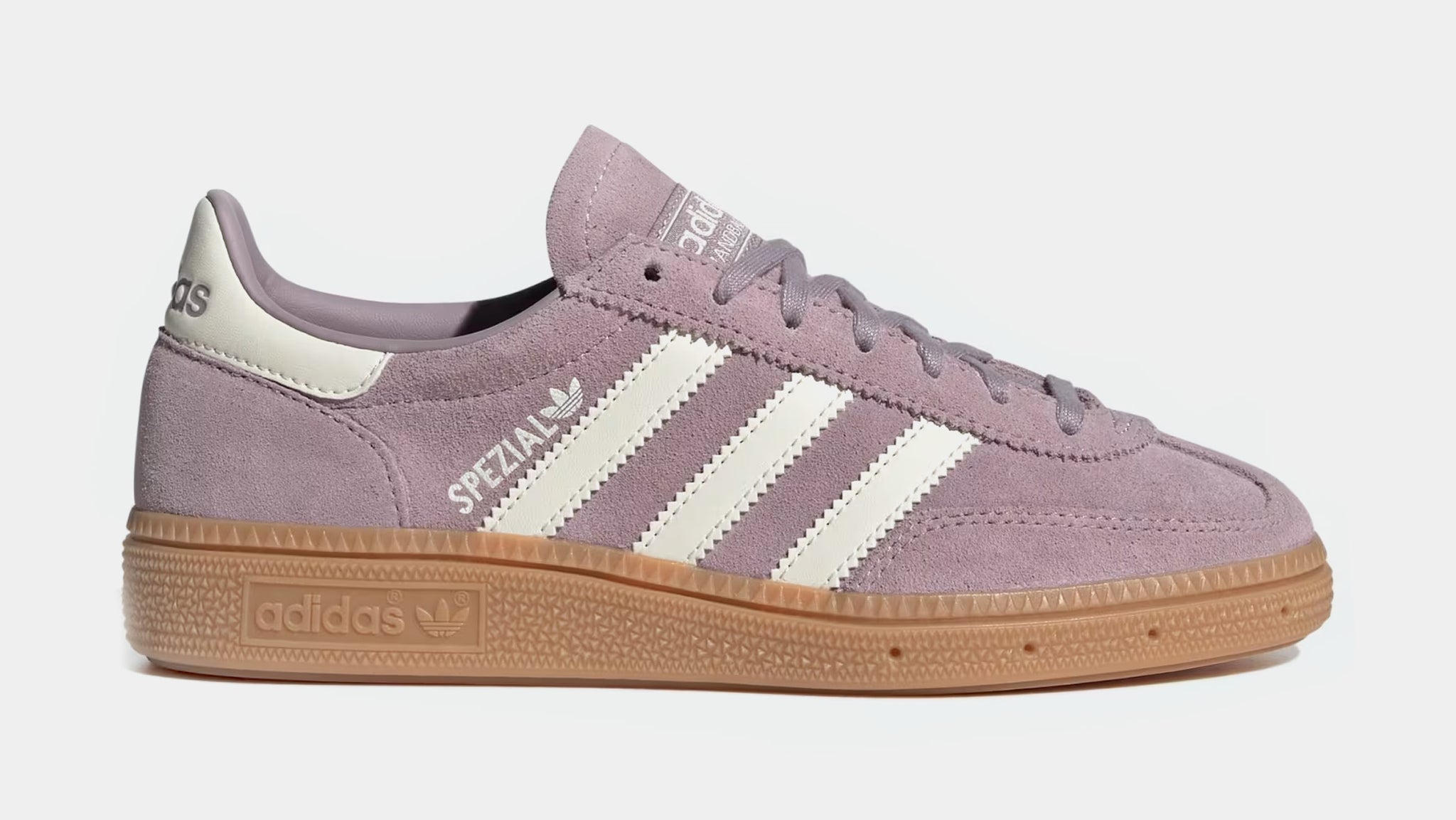 adidas Big Kids Originals Handball Spezial Casual Shoes in Preloved Fig/Cream White/Gum