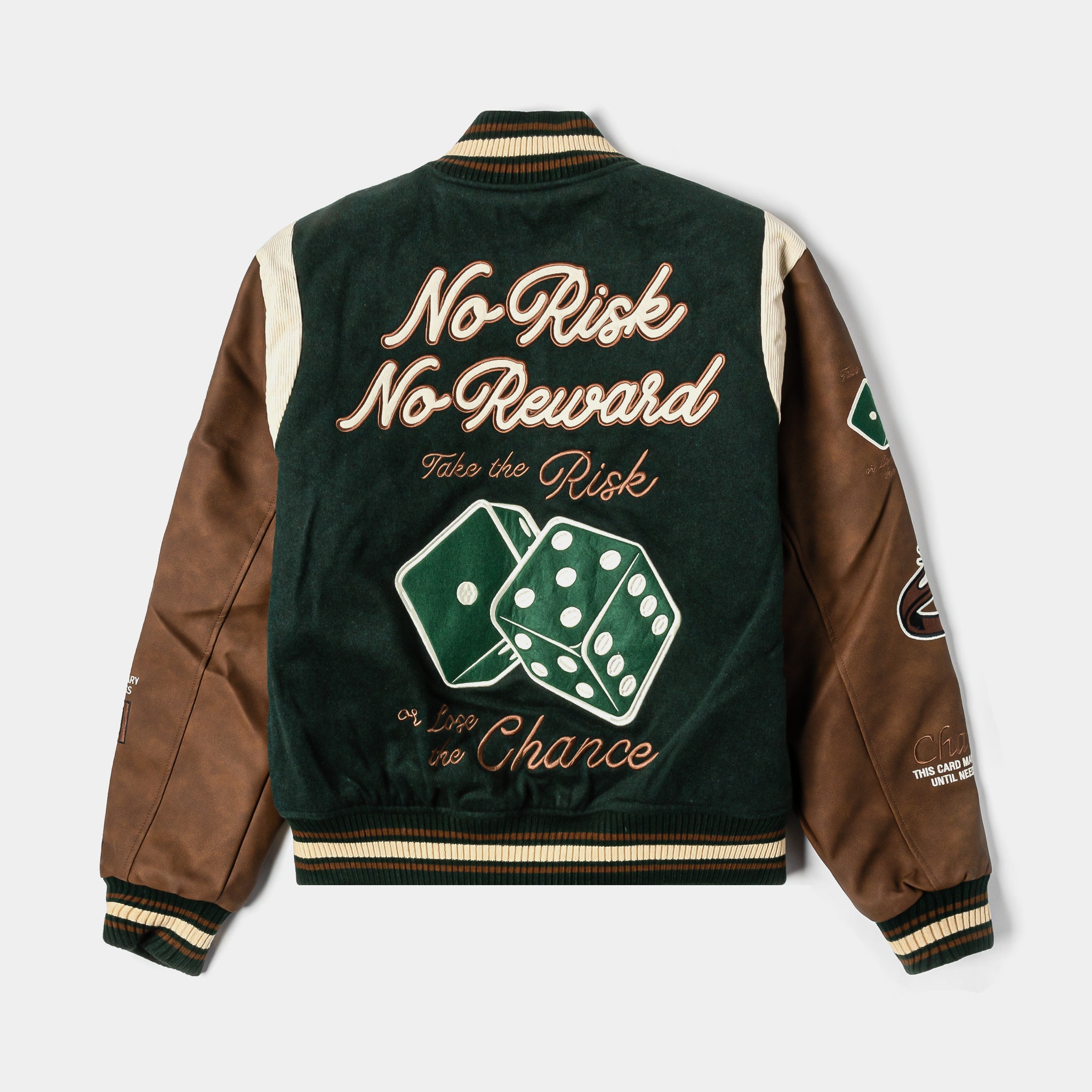 Shoe Palace SP x Monopoly No Risk Varsity Mens Jacket Green Brown