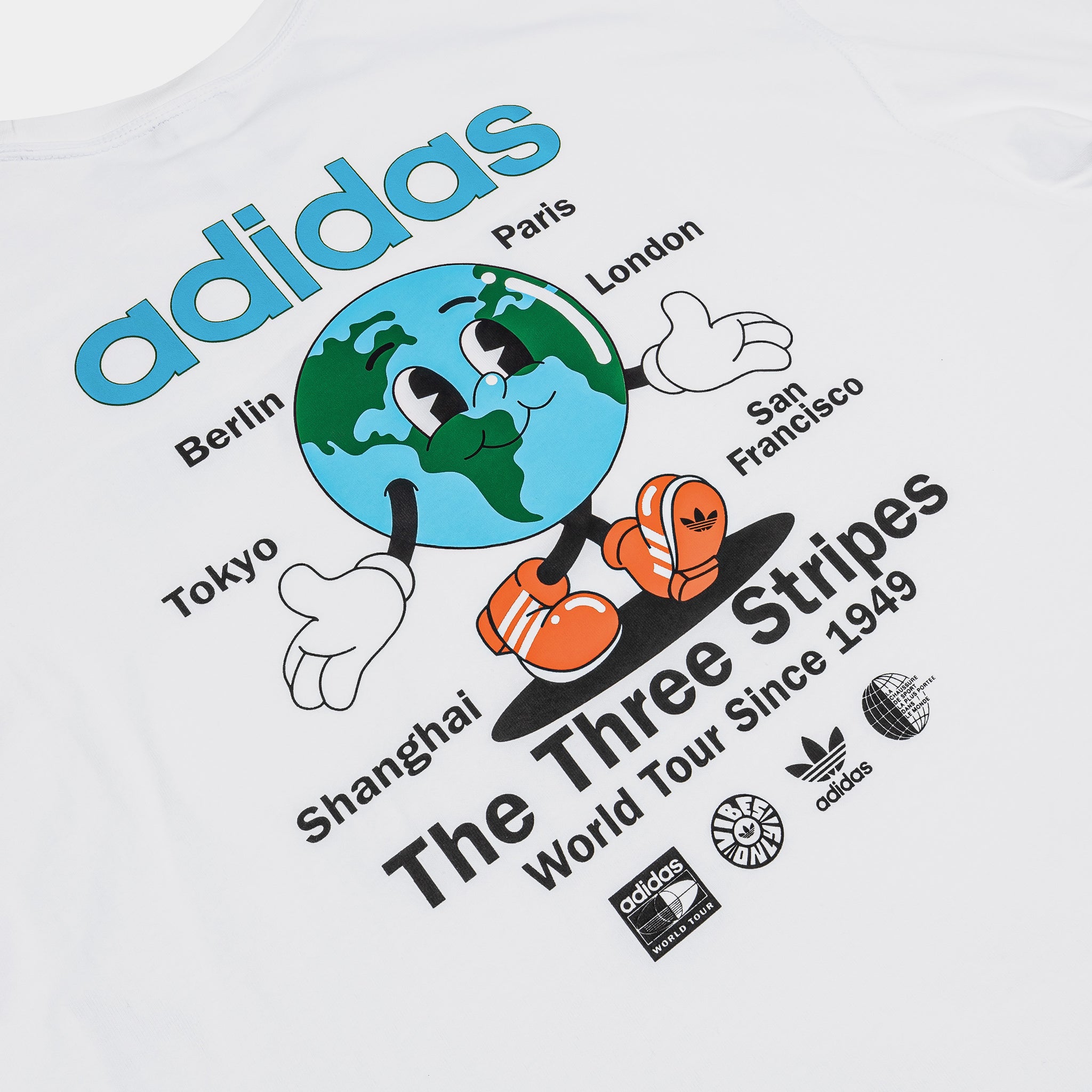 adidas Originals World Tour Mens Short Sleeve Shirt White Blue
