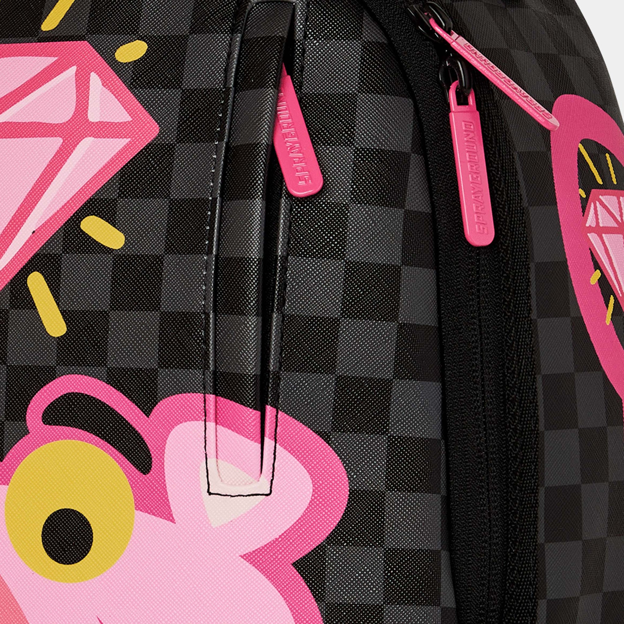 た*ん様 PGND. PRY シュウト pryground 003-PLATE- Sprayground Pink Panther Drippy Diamonds Mens Backpack Grey Pink