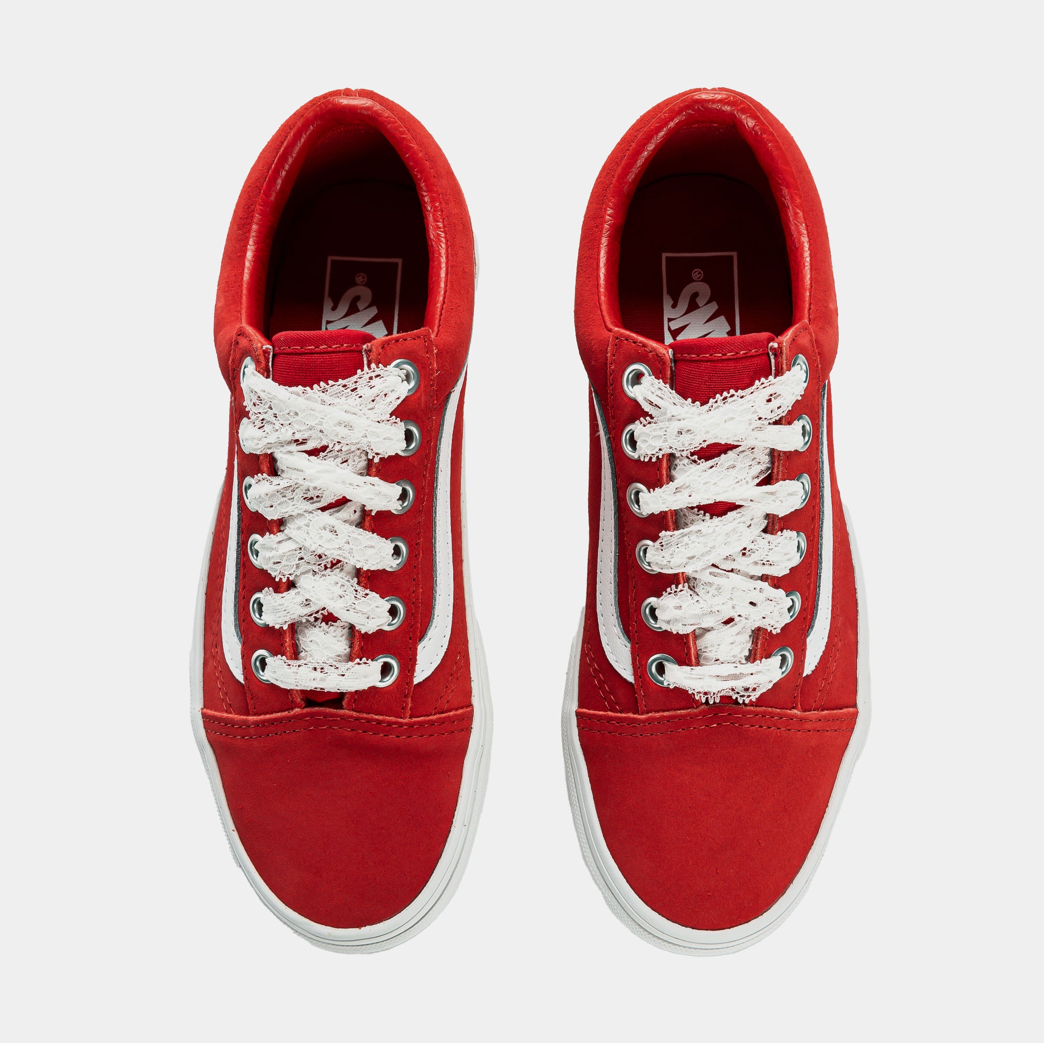 Vans Red Canvas Old Skool Sneakers with White Stripe and Laces VANS Old Skool Red Checkered Canvas/Suede Lace Up Skate  main image 3
