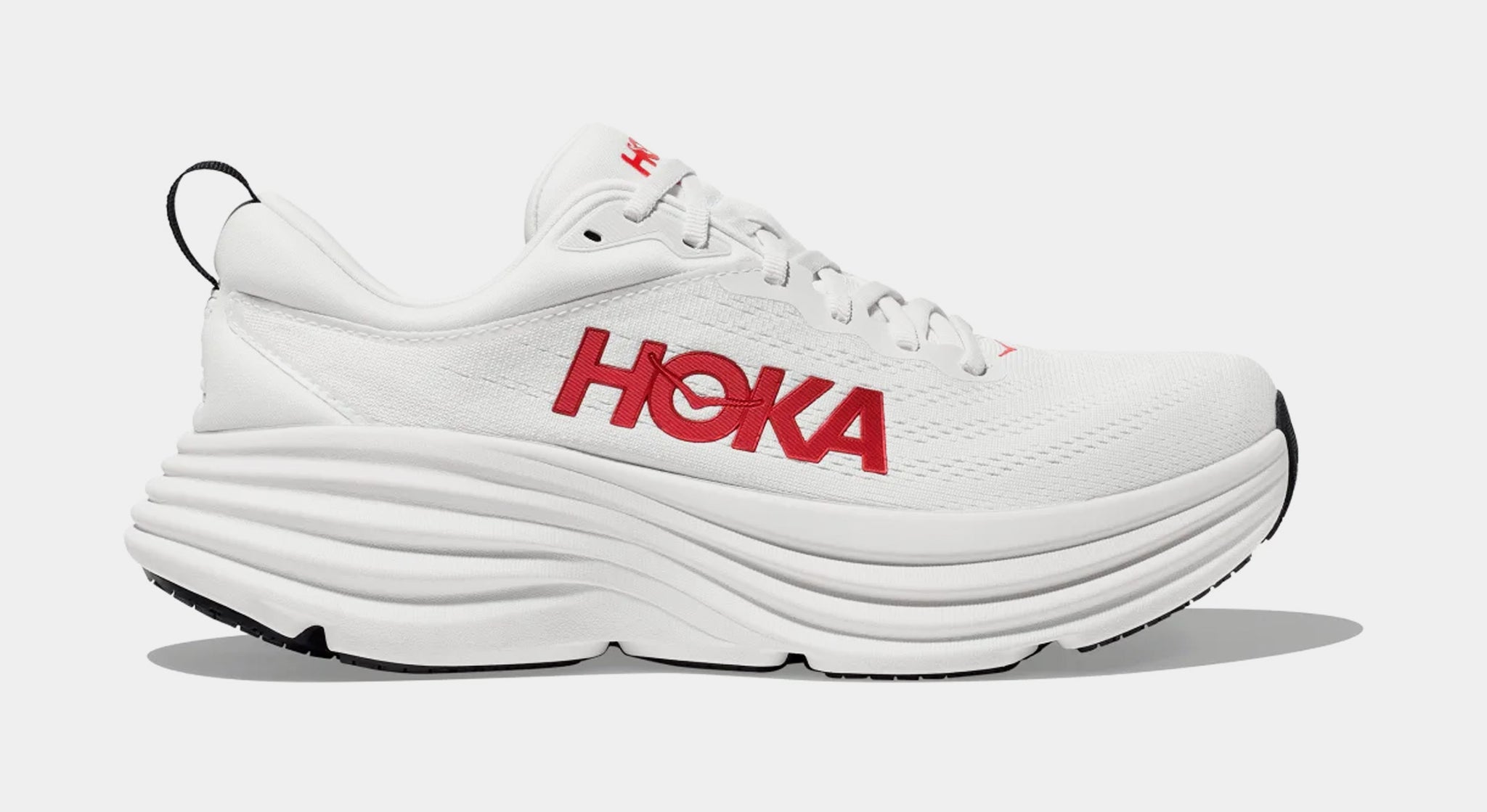 Hoka Bondi 8 Mens Running Shoes White Vermillion 1123202-WVR