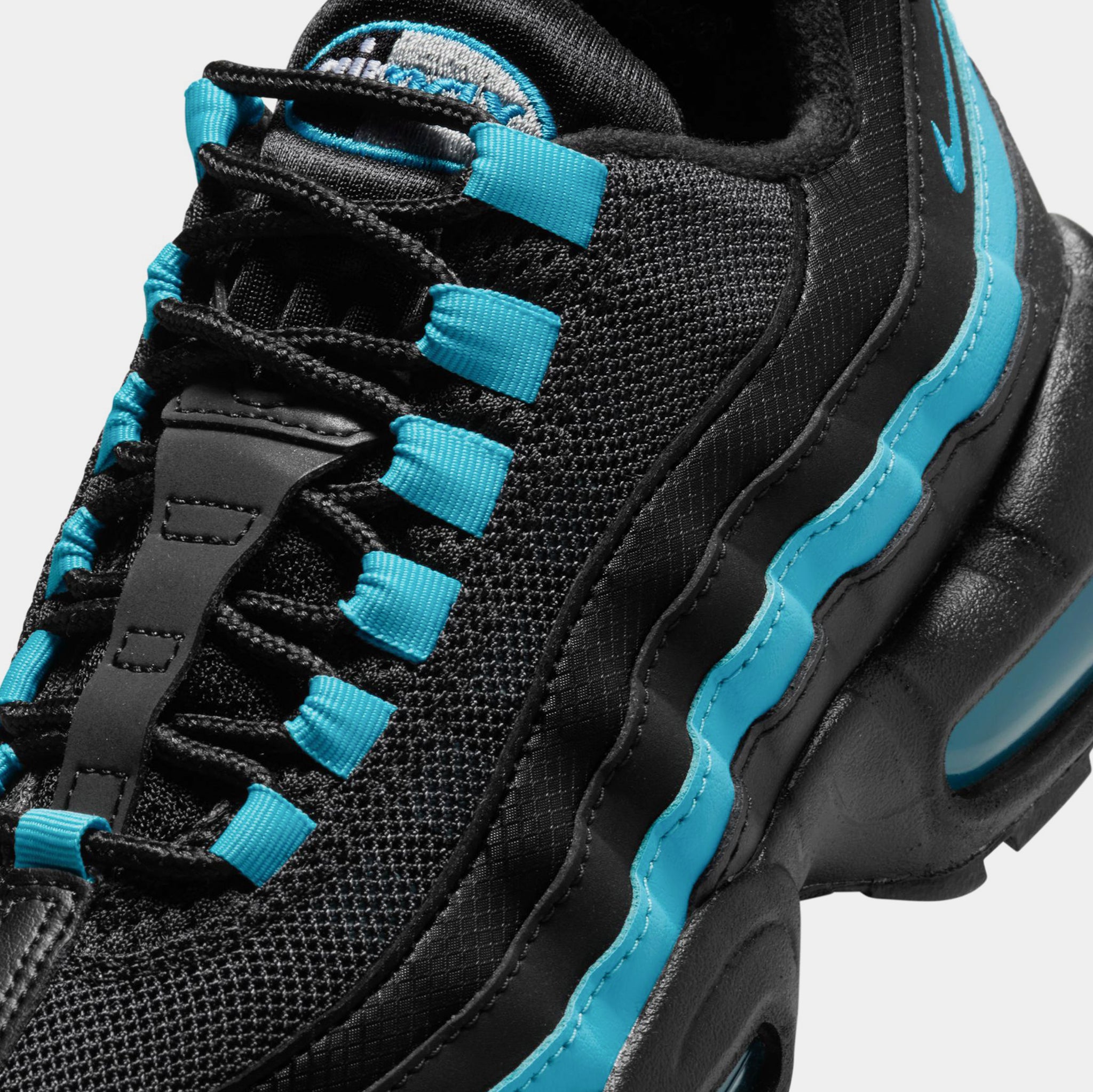 Nike Air Max 95 Grade School Running Shoes Black Baltic Blue Nike Air Max 95 Grade School Running Shoes Black Baltic Blue