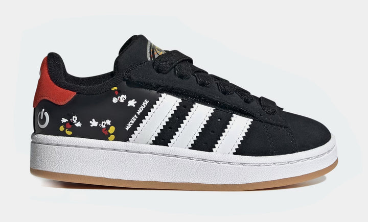 adidas Disney Mickey Mouse Campus 00s LED Lights Comfort Closure Elastic Lace Shoes Kids Black 8K