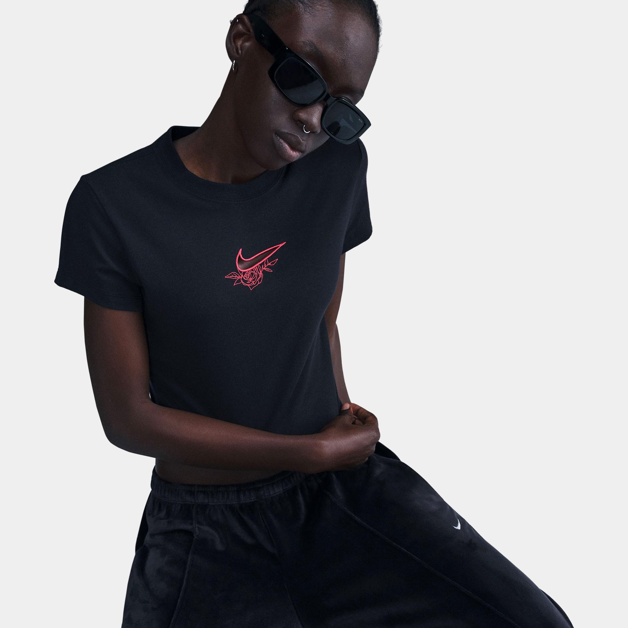 Nike NSW Chill Knit Slim Cropped Womens Short Sleeve Shirt Black