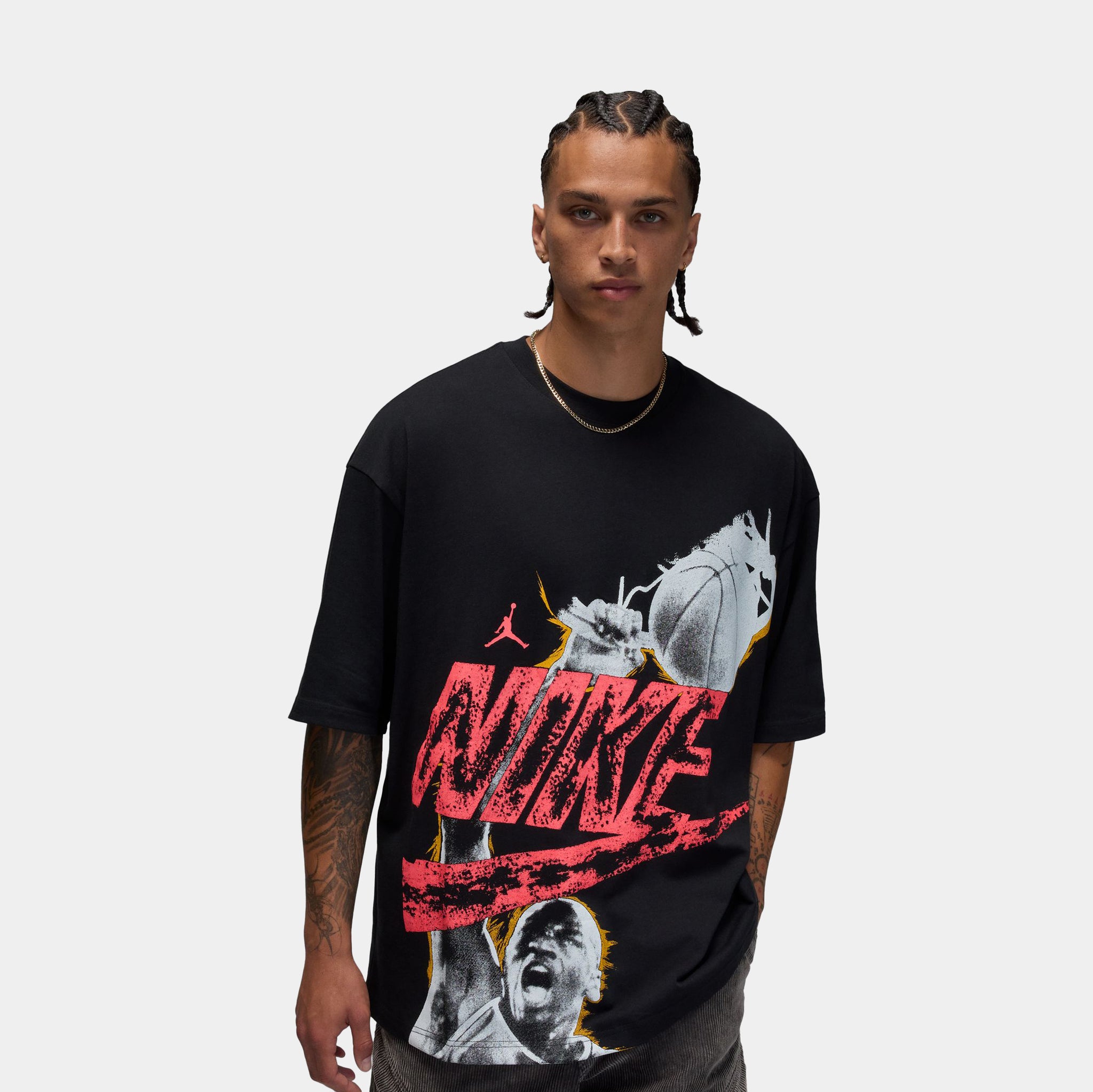 Jordan Reissue Oversized Graphic Mens Short Sleeve Shirt Black Red