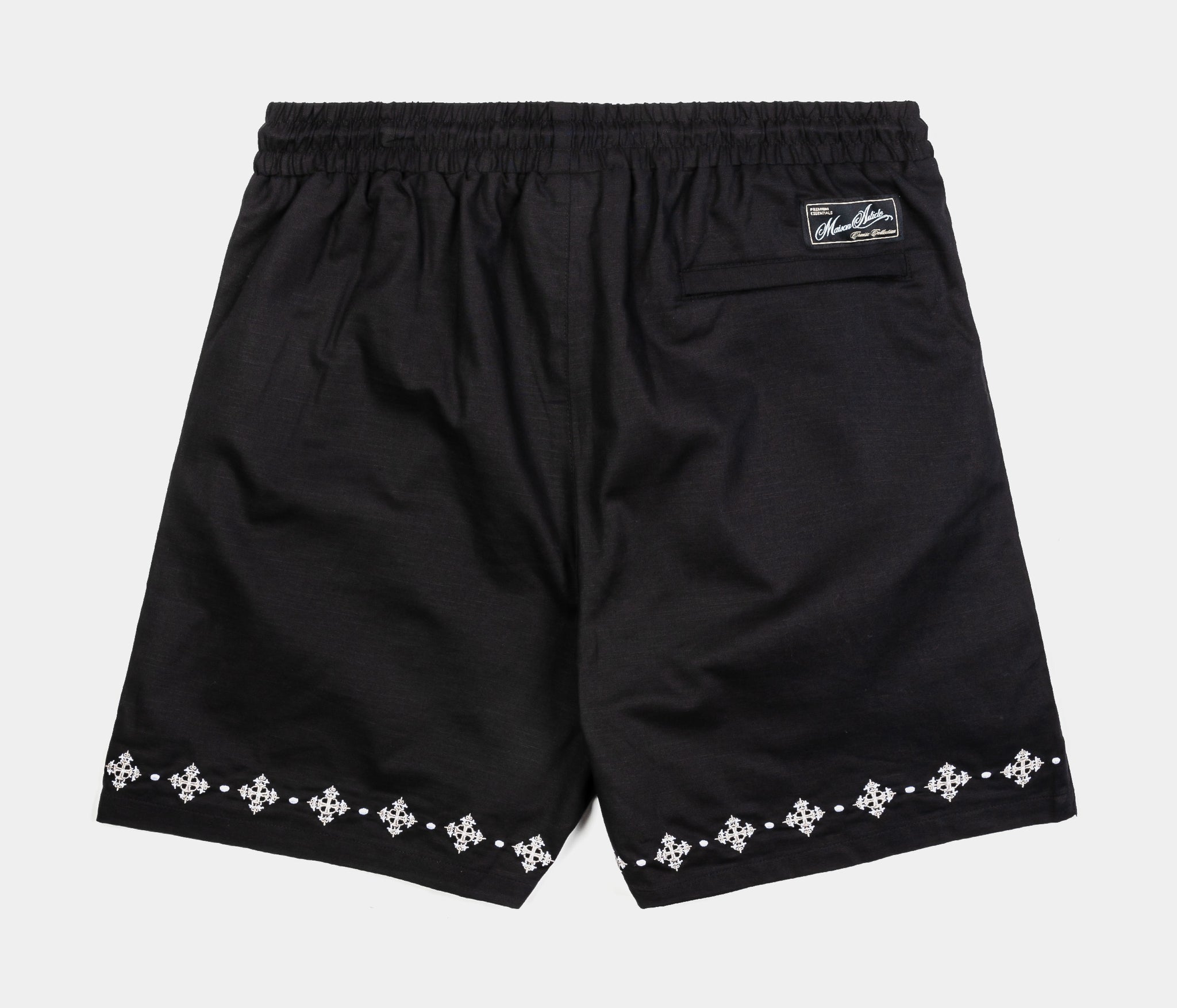 Maison Article Crosses Cotton Mens Shorts Black White MAHS413