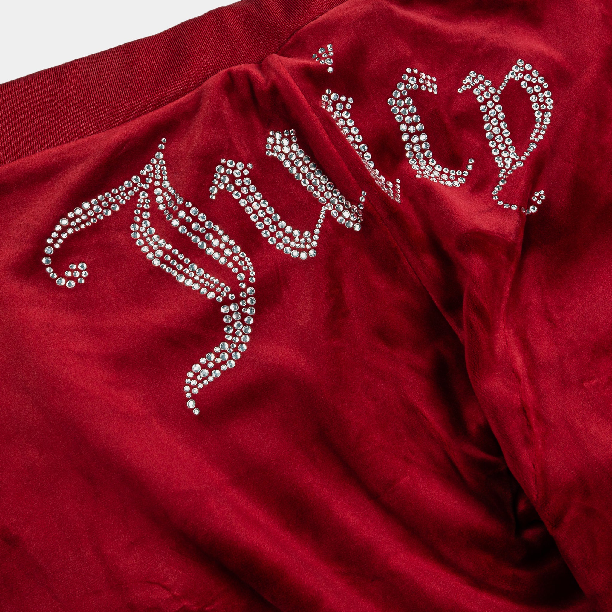 Juicy Couture OG Big Bling Velour Track Womens Pants Red Dahlia