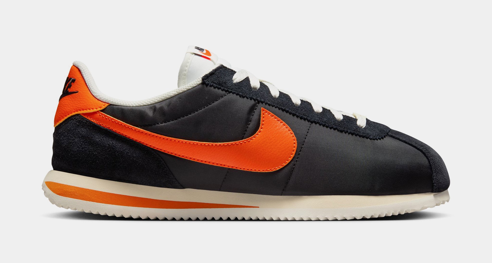 Nike Cortez Textile Mens Lifestyle Shoes Black Safety Orange